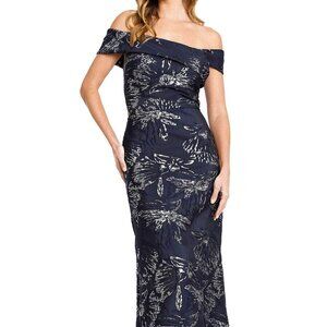 SALE NWT Nicole Bakti 7176  Mother of the Bride Dress Navy/Silver Size 4